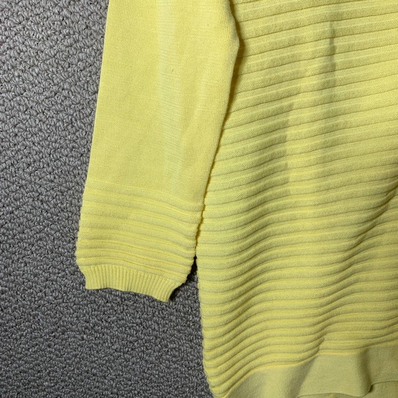 Belford Womens Sweater Size Small‎ Yellow Pima Cotton Tie Hem Ribbed 3/4 Sleeves - Picture 6 of 12